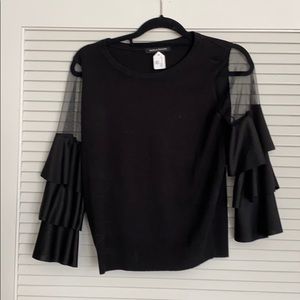 Black flutter bell sleeve top